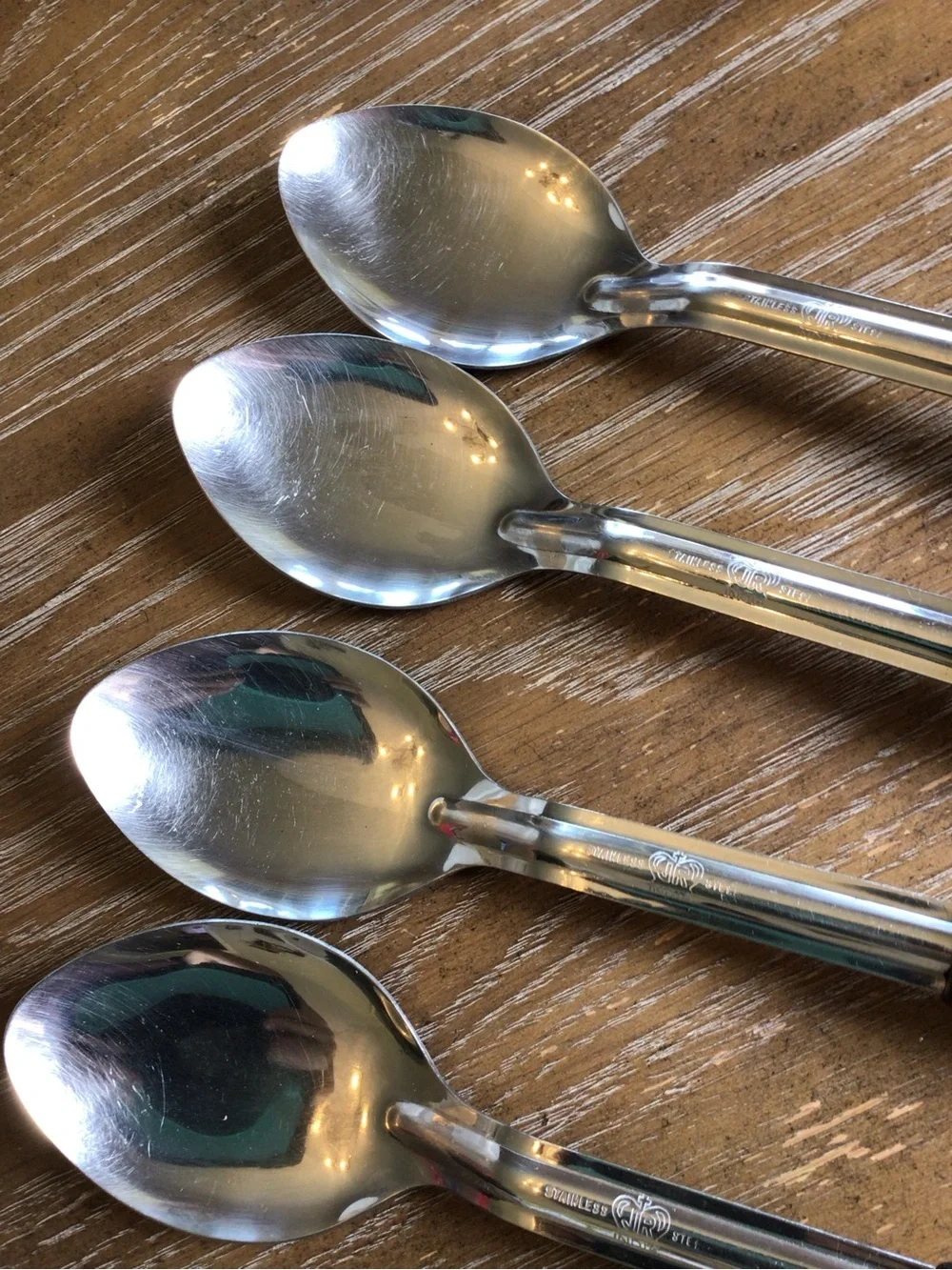 Vintage 4Pc JR Stainless Steel Basting Serving Spoons Black Handle 13”